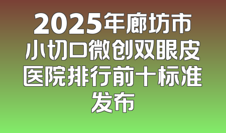 2025年廊坊市小切口微创双眼皮医院排行前十标准发布