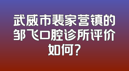 武威市裴家营镇的邹飞口腔诊所评价如何？