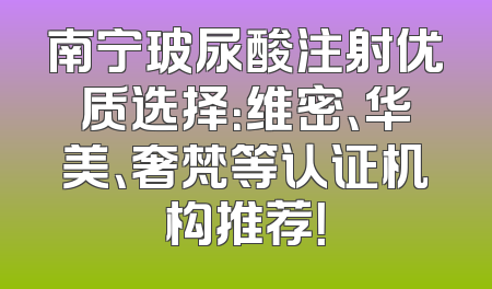 南宁玻尿酸注射优质选择：维密、华美、奢梵等认证机构推荐！