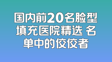 国内前20名脸型填充医院精选 名单中的佼佼者