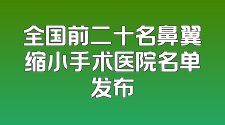 全国前二十名鼻翼缩小手术医院名单发布