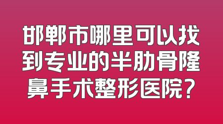 邯郸市哪里可以找到专业的半肋骨隆鼻手术整形医院？