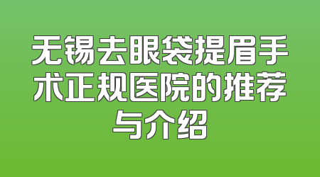 无锡去眼袋提眉手术正规医院的推荐与介绍