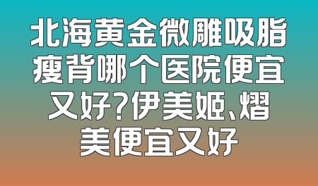 北海黄金微雕吸脂瘦背哪个医院便宜又好？伊美姬、熠美便宜又好