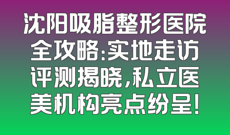 沈阳吸脂整形医院全攻略：实地走访评测揭晓，私立医美机构亮点纷呈！
