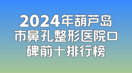 2024年葫芦岛市鼻孔整形医院口碑前十排行榜
