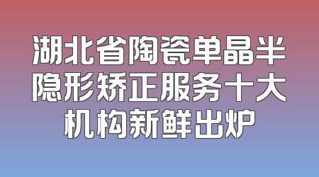 湖北省陶瓷单晶半隐形矫正服务十大机构新鲜出炉