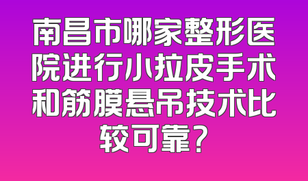 南昌市哪家整形医院进行小拉皮手术和筋膜悬吊技术比较可靠？