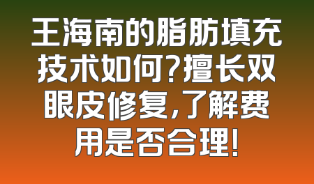 王海南的脂肪填充技术如何？擅长双眼皮修复，了解费用是否合理！