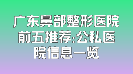 广东鼻部整形医院前五推荐：公私医院信息一览