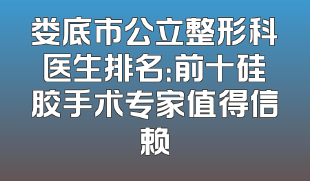 娄底市公立整形科医生排名：前十硅胶手术专家值得信赖
