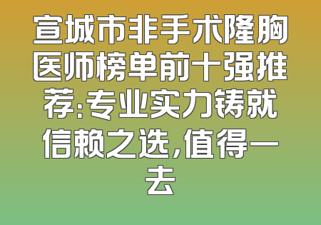 宣城市非手术隆胸医师榜单前十强推荐：专业实力铸就信赖之选，值得一去