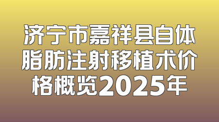 济宁市嘉祥县自体脂肪注射移植术价格概览2025年