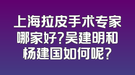上海拉皮手术专家哪家好？吴建明和杨建国如何呢？