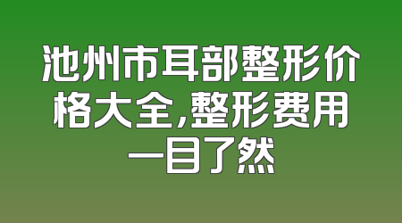 池州市耳部整形价格大全，整形费用一目了然