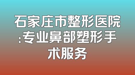 石家庄市整形医院：专业鼻部塑形手术服务
