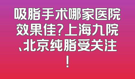 吸脂手术哪家医院效果佳？上海九院、北京纯脂受关注！