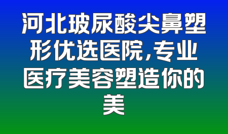 河北玻尿酸尖鼻塑形优选医院，专业医疗美容塑造你的美