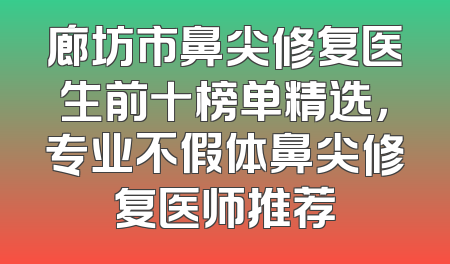 廊坊市鼻尖修复医生前十榜单精选，专业不假体鼻尖修复医师推荐