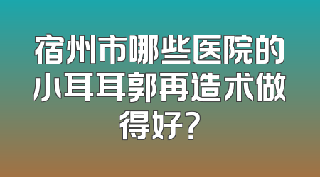 宿州市哪些医院的小耳耳郭再造术做得好？