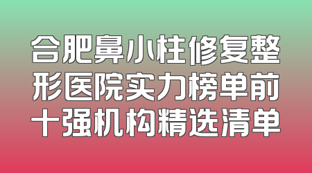 合肥鼻小柱修复整形医院实力榜单前十强机构精选清单
