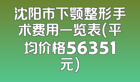 沈阳市下颚整形手术费用一览表（平均价格56351元）