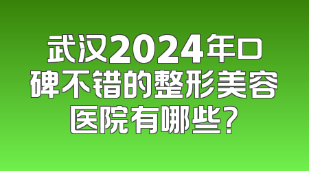 武汉2024年口碑不错的整形美容医院有哪些？