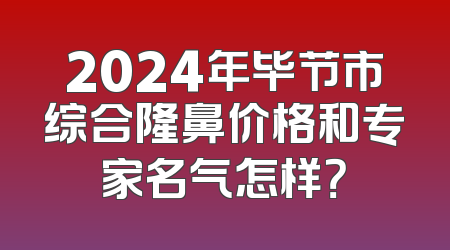 2024年毕节市综合隆鼻价格和专家名气怎样？