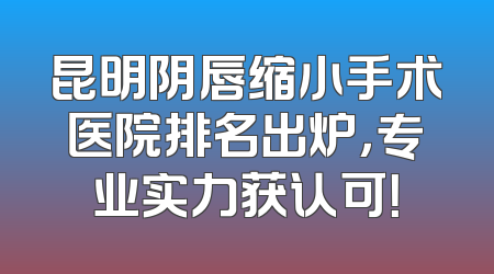 昆明阴唇缩小手术医院排名出炉，专业实力获认可！