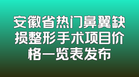安徽省热门鼻翼缺损整形手术项目价格一览表发布