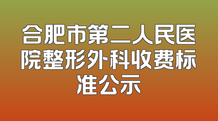 合肥市第二人民医院整形外科收费标准公示