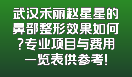 武汉禾丽赵星星的鼻部整形效果如何？专业项目与费用一览表供参考！