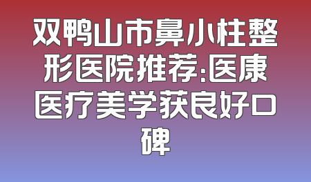 双鸭山市鼻小柱整形医院推荐：医康医疗美学获良好口碑