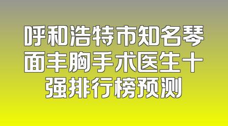 呼和浩特市知名琴面丰胸手术医生十强排行榜预测
