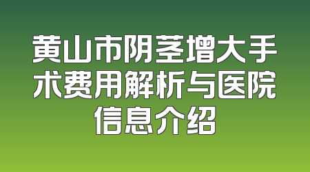 黄山市阴茎增大手术费用解析与医院信息介绍