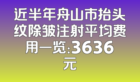近半年舟山市抬头纹除皱注射平均费用一览：3636元
