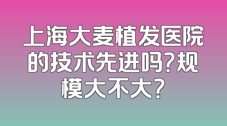 上海大麦植发医院的技术先进吗？规模大不大？