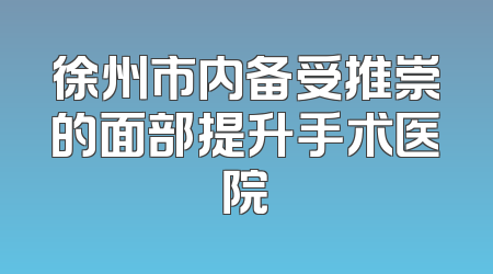 徐州市内备受推崇的面部提升手术医院