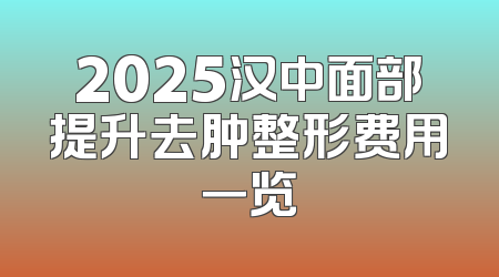 2025汉中面部提升去肿整形费用一览