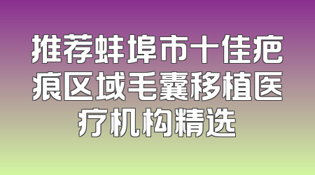 推荐蚌埠市十佳疤痕区域毛囊移植医疗机构精选