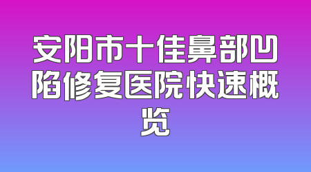 安阳市十佳鼻部凹陷修复医院快速概览