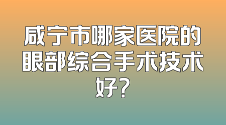 咸宁市哪家医院的眼部综合手术技术好？