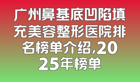 广州鼻基底凹陷填充美容整形医院排名榜单介绍，2025年榜单