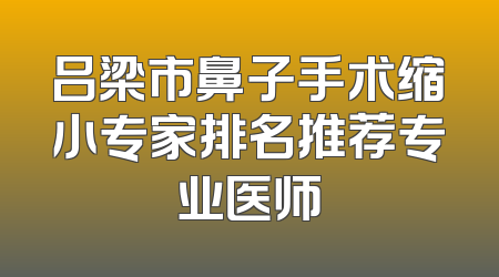 吕梁市鼻子手术缩小专家排名推荐专业医师