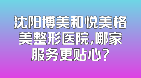 沈阳博美和悦美格美整形医院，哪家服务更贴心？