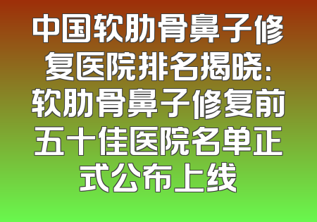 中国软肋骨鼻子修复医院排名揭晓：软肋骨鼻子修复前五十佳医院名单正式公布上线