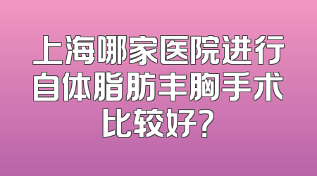 上海哪家医院进行自体脂肪丰胸手术比较好？