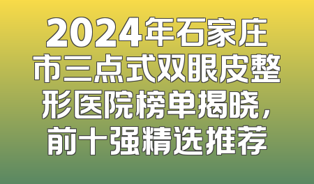 2024年石家庄市三点式双眼皮整形医院榜单揭晓，前十强精选推荐