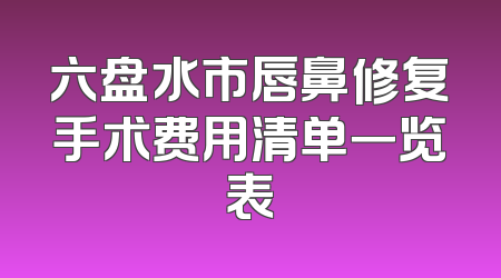六盘水市唇鼻修复手术费用清单一览表