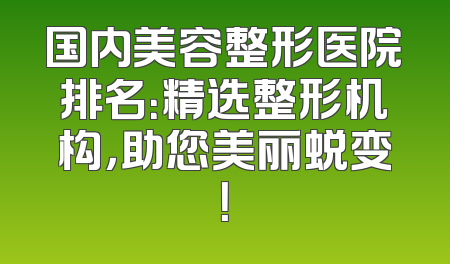 国内美容整形医院排名：精选整形机构，助您美丽蜕变！